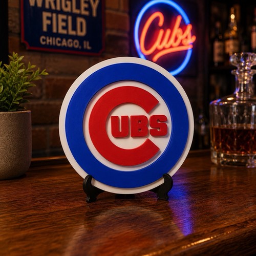 Chicago cubs logo sign mancave - chicago,